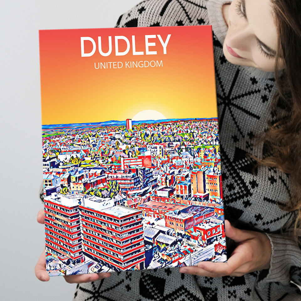 Dudley UK Art Sunset Art Print ,City Art Print, Large Canvas, Canvas Print Wall Art Home Decor