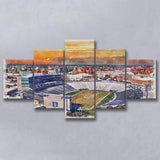 Duke Blue Devils Wallace Wade Stadium Watercolor, 5 Pieces, Multi Panel Canvas Prints Wall Art Decor