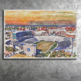 Duke Blue Devils Wallace Wade Stadium Watercolor, Sport Art Prints Fan Gift, Canvas Prints Wall Art Decor