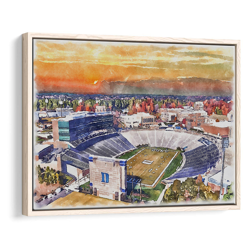 Duke Blue Devils Wallace Wade Stadium Watercolor, Sport Art Prints Fan Gift, Framed Canvas Prints Wall Art Decor