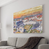 Duke Blue Devils Wallace Wade Stadium Watercolor, Sport Art Prints Fan Gift, Canvas Prints Wall Art Decor