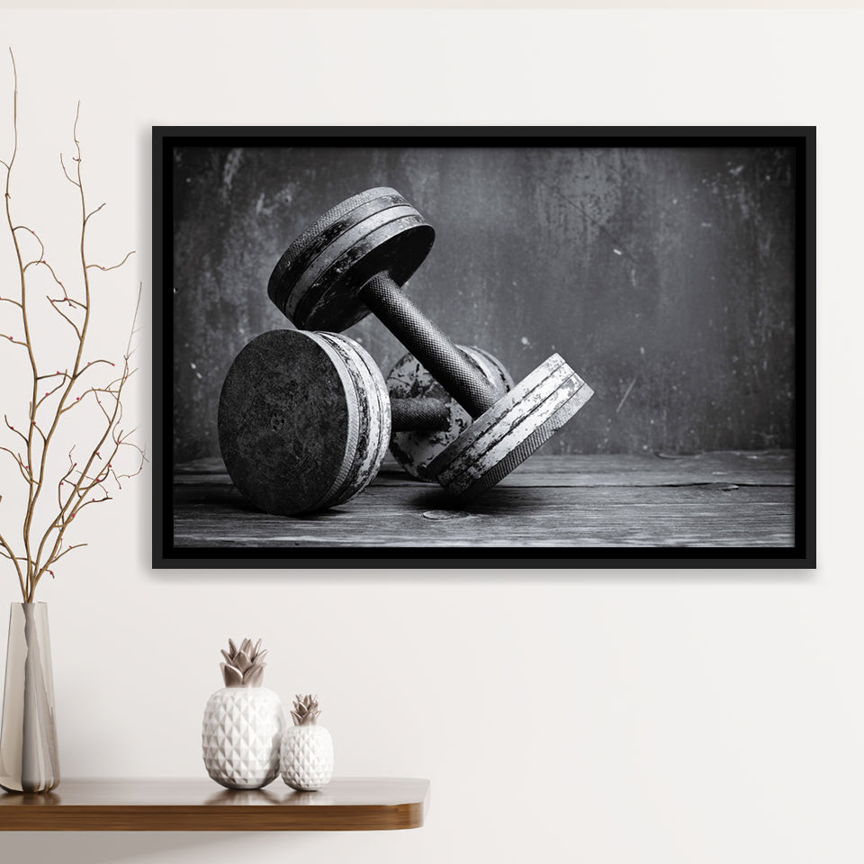 Dumbbells 2 Framed Canvas Prints Wall Art Decor - Paiting Canvas, Art Prints, Floating Frame