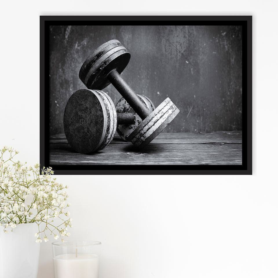 Dumbbells 2 Framed Canvas Prints Wall Art Decor - Paiting Canvas, Art Prints, Floating Frame