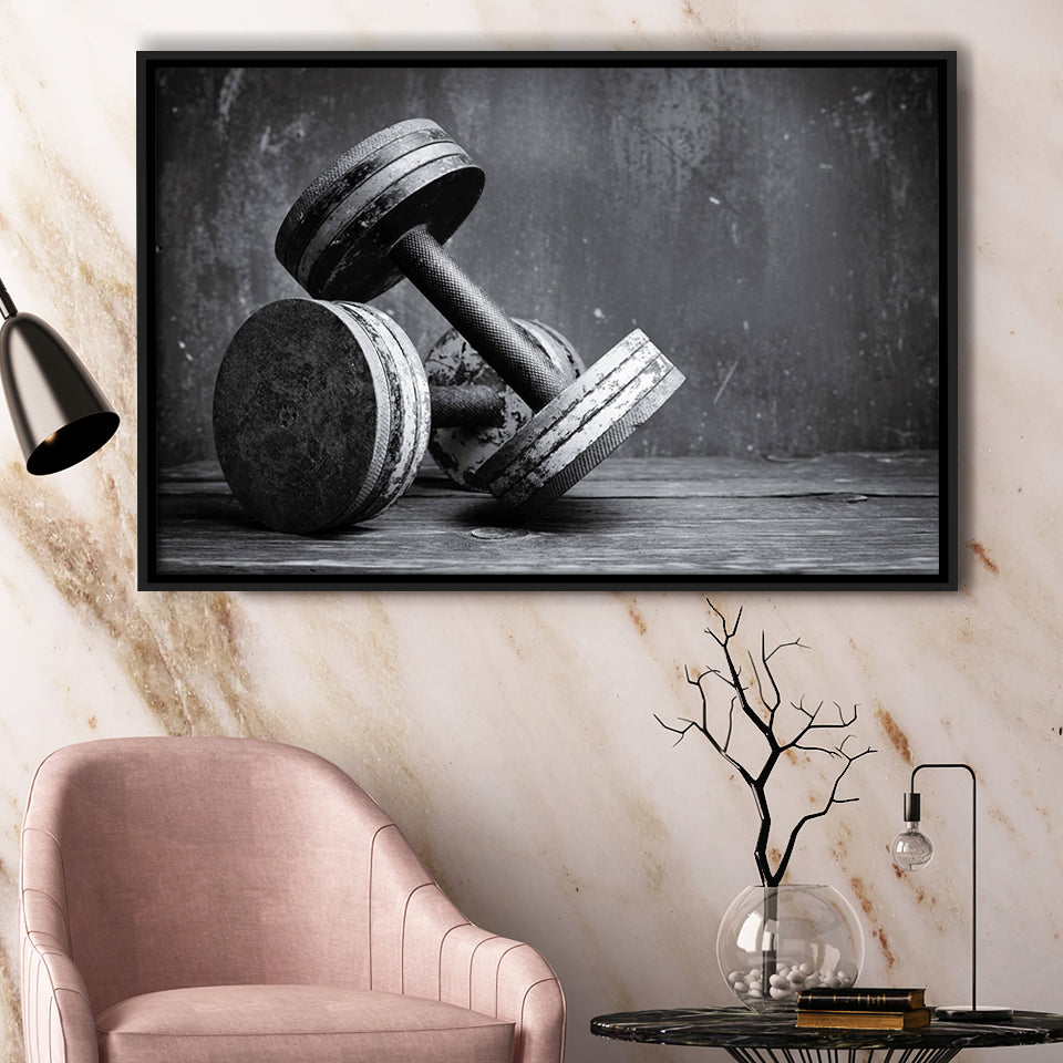 Dumbbells 2 Framed Canvas Prints Wall Art Decor - Paiting Canvas, Art Prints, Floating Frame