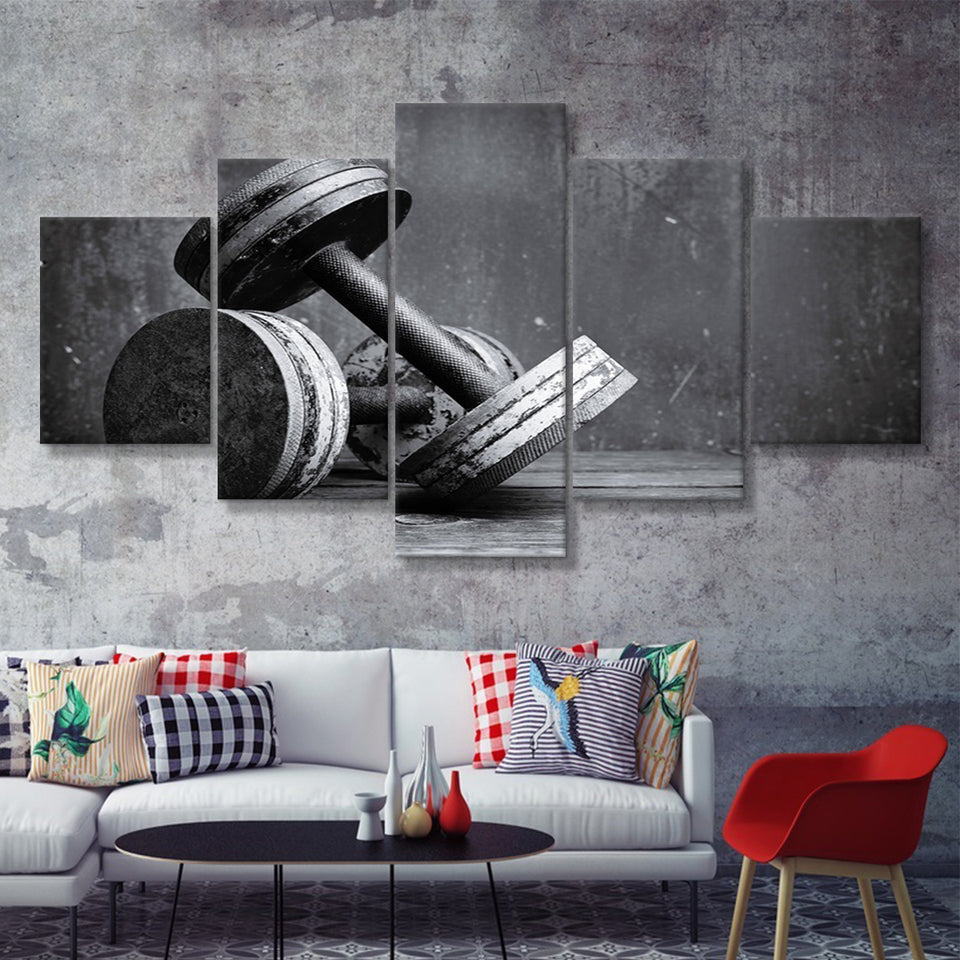 Dumbbells 2 5 Piece Canvas Prints Wall Art Decor - Painting Canvas, Multi Panels