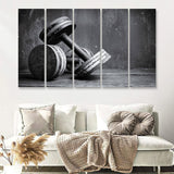 Dumbbells 2 5 Piece B Canvas Prints Wall Art Decor - Painting Canvas, Multi Panels