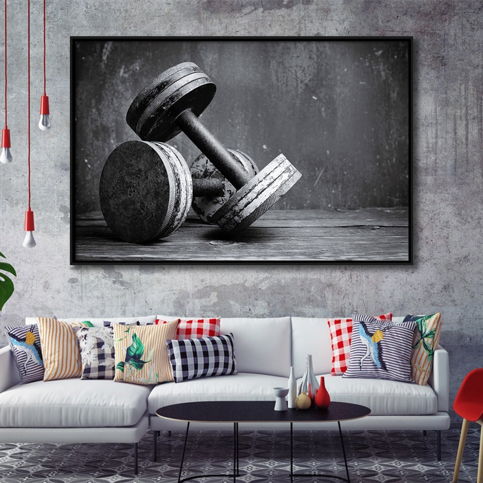 Dumbbells 2 Framed Canvas Prints Wall Art Decor - Paiting Canvas, Art Prints, Floating Frame