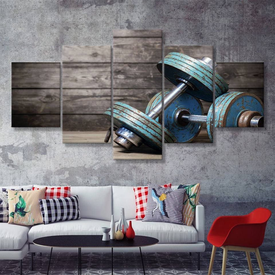 Dumbbells 5 Piece Canvas Prints Wall Art Decor - Painting Canvas, Multi Panels