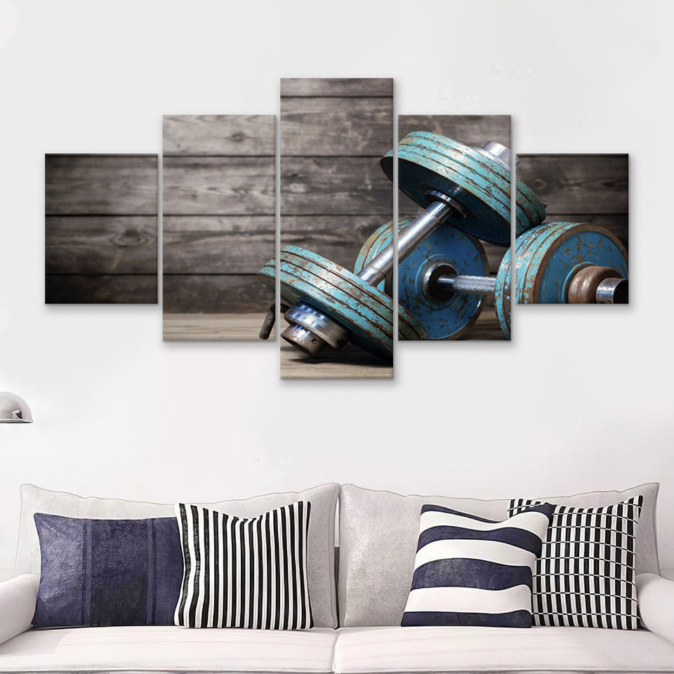 Dumbbells 5 Piece Canvas Prints Wall Art Decor - Painting Canvas, Multi Panels