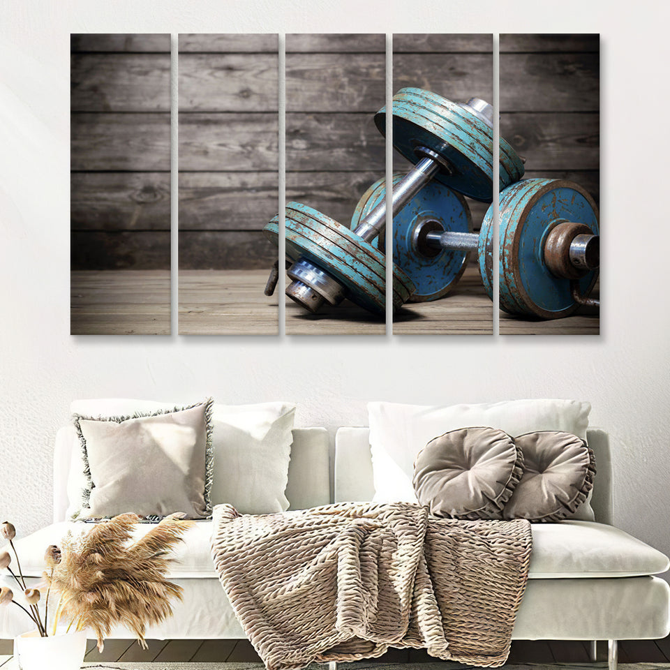Dumbbells 5 Piece B Canvas Prints Wall Art Decor - Painting Canvas, Multi Panels