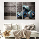 Dumbbells 5 Piece B Canvas Prints Wall Art Decor - Painting Canvas, Multi Panels