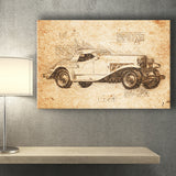 Dusesenberg SSJ 1935 Da Vinci Style Canvas Prints - Painting Canvas, Wall Art,Old Car, Prints for Sale,Wal Decor, Home Decor