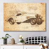Dusesenberg SSJ 1935 Da Vinci Style Canvas Prints - Painting Canvas, Wall Art,Old Car, Prints for Sale,Wal Decor, Home Decor