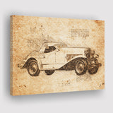 Dusesenberg SSJ 1935 Da Vinci Style Canvas Prints - Painting Canvas, Wall Art,Old Car, Prints for Sale,Wal Decor, Home Decor