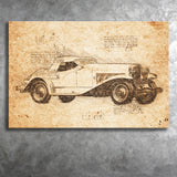 Dusesenberg SSJ 1935 Da Vinci Style Canvas Prints - Painting Canvas, Wall Art,Old Car, Prints for Sale,Wal Decor, Home Decor