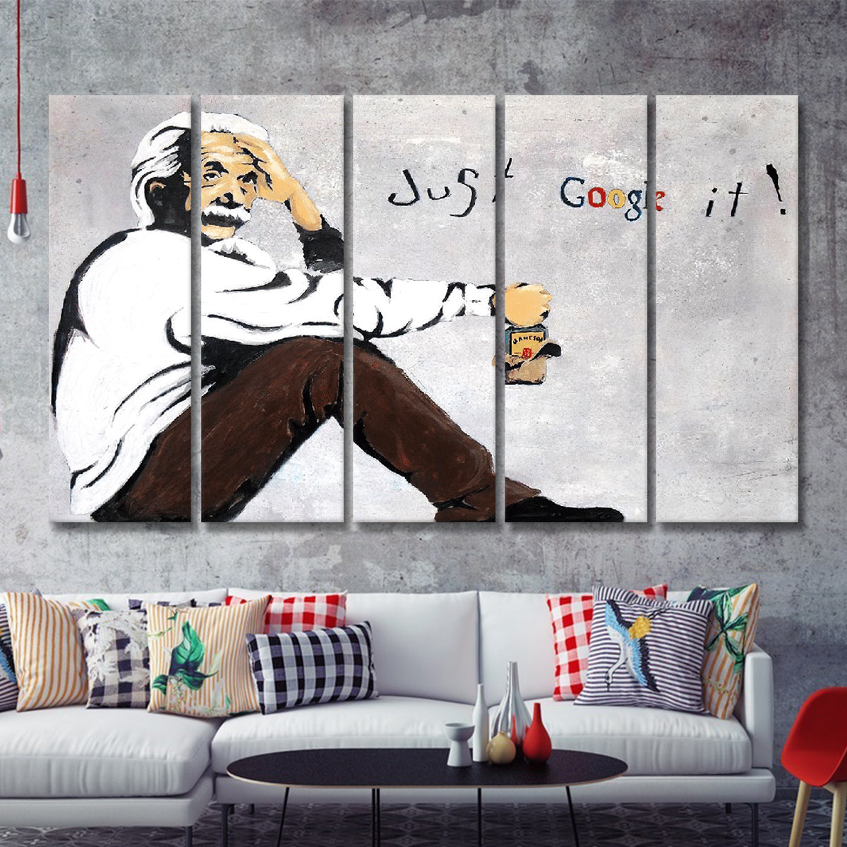 Einstein Just Google It Funny Art Canvas 5 Piece B Prints Wall Art