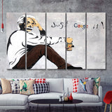 Einstein Just Google It Funny Art Canvas 5 Piece B Prints Wall Art Decor - Painting Canvas, Multi Panels, Canvas Prints