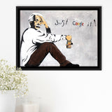 Einstein Just Google It Funny Art Framed Canvas Prints Wall Art Decor - Painting Canvas, Floating Frame, Framed Picture
