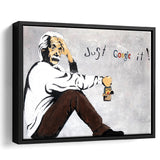 Einstein Just Google It Funny Art Framed Canvas Prints Wall Art Decor - Painting Canvas, Floating Frame, Framed Picture
