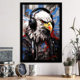 Eagle Wearing Headphone, Gaming Art, Gift For Kids, Painting Art, Framed Art Prints Wall Decor