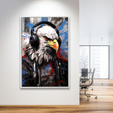 Eagle Wearing Headphone, Gaming Art, Gift For Kids,Framed Canvas Prints,Floating Frame, Wall Art Home Decor