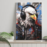 Eagle Wearing Headphone, Gaming Art, Gift For Kids, Painting Art, Canvas Prints Wall Art Home Decor