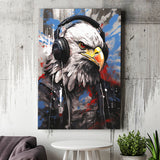 Eagle Wearing Headphone, Gaming Art, Gift For Kids, Painting Art, Canvas Prints Wall Art Home Decor