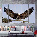 Eagle In A Mountain 5 Pieces B Canvas Prints Wall Art - Painting Canvas, Multi Panels,5 Panel, Wall Decor