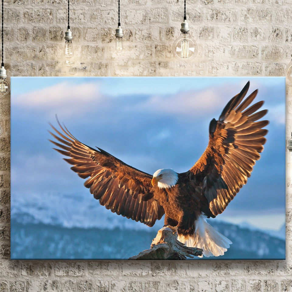 Eagle In A Mountain And Clouds Canvas Prints Wall Art - Painting Canvas, Home Wall Decor, Painting Prints, For Sale