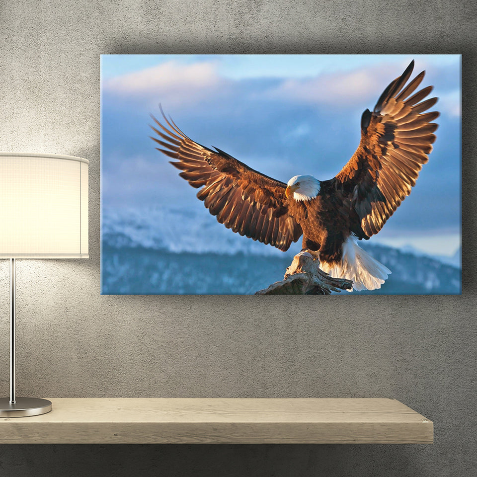 Eagle In A Mountain And Clouds Canvas Prints Wall Art - Painting Canvas, Home Wall Decor, Painting Prints, For Sale