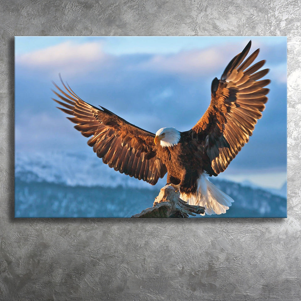 Eagle In A Mountain And Clouds Canvas Prints Wall Art - Painting Canvas, Home Wall Decor, Painting Prints, For Sale