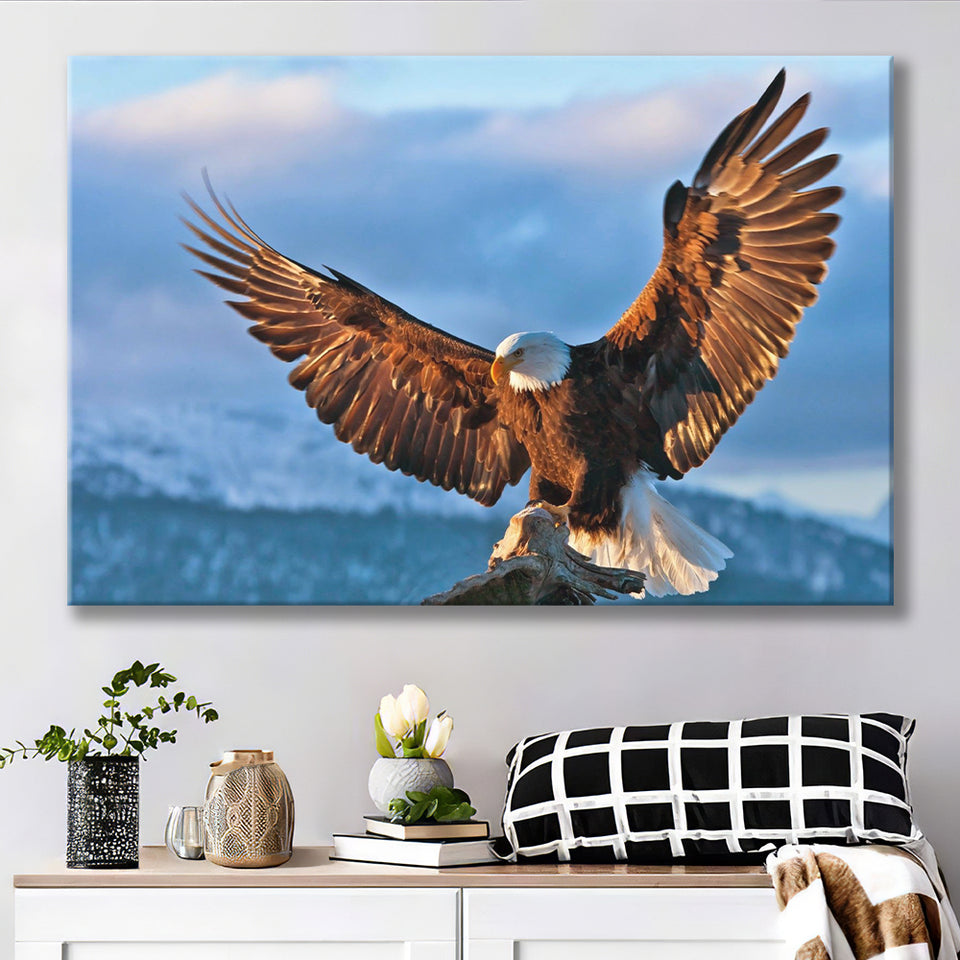 Eagle In A Mountain And Clouds Canvas Prints Wall Art - Painting Canvas, Home Wall Decor, Painting Prints, For Sale