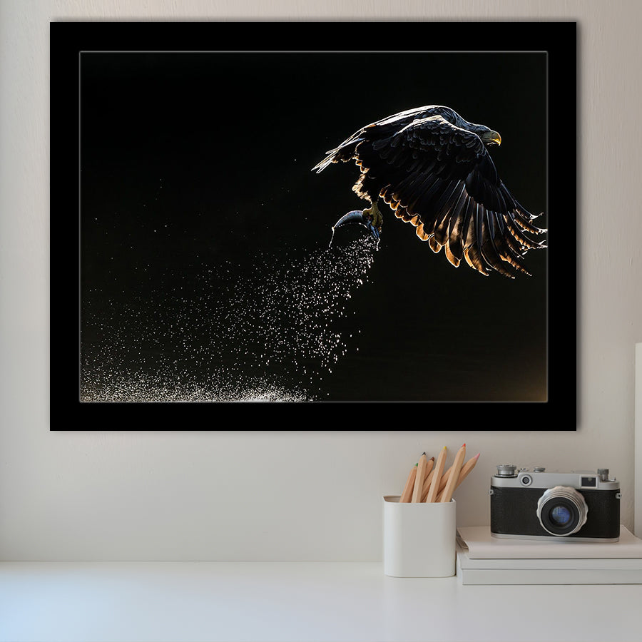 Eagles Hunting Fish, Framed Art Prints Wall Art Home Decor, Ready to Hang