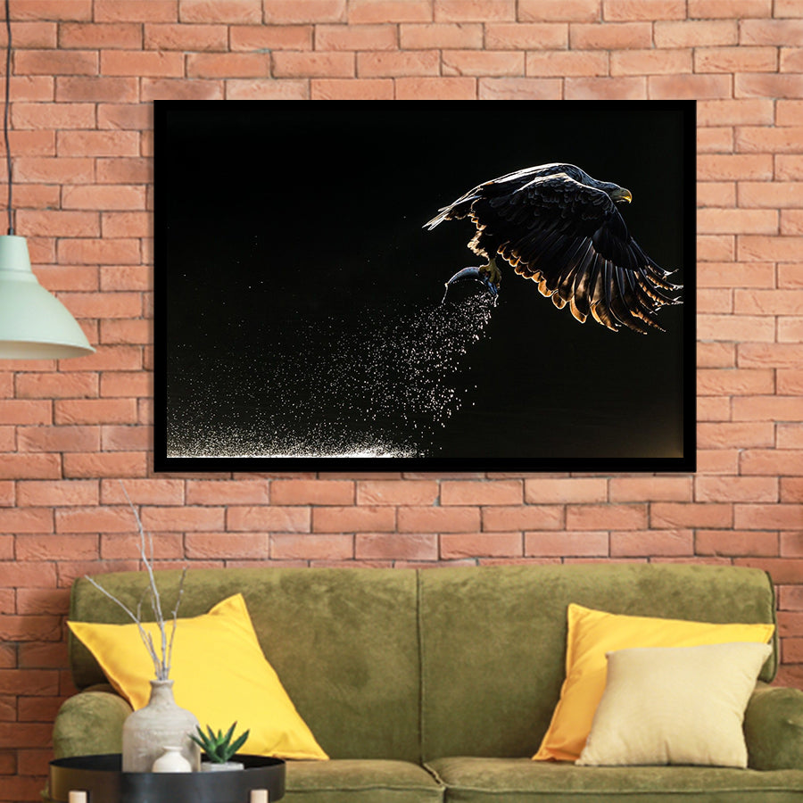 Eagles Hunting Fish, Framed Art Prints Wall Art Home Decor, Ready to Hang