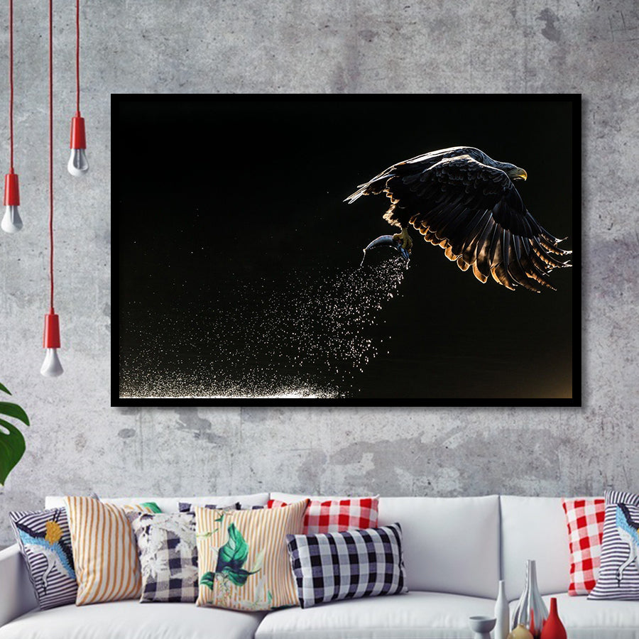 Eagles Hunting Fish, Framed Art Prints Wall Art Home Decor, Ready to Hang
