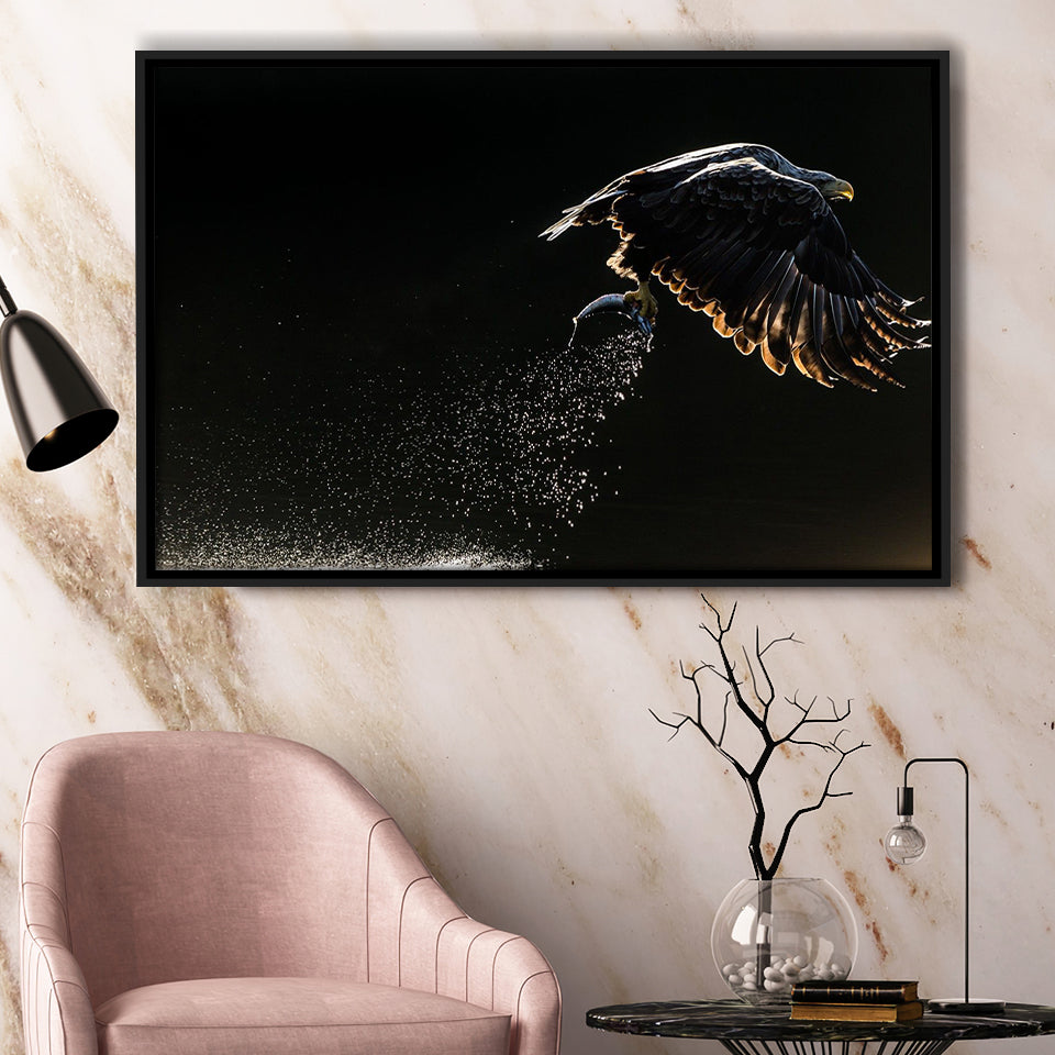 Eagles Hunting Fish, Framed Canvas Prints Wall Art Home Decor