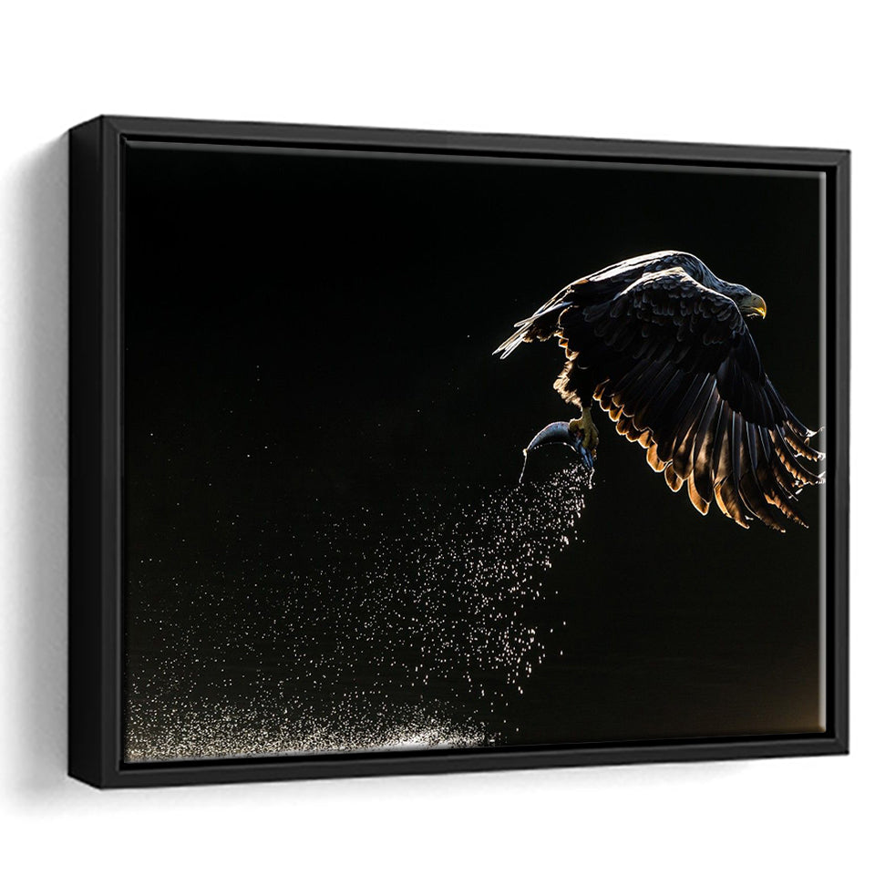 Eagles Hunting Fish, Framed Canvas Prints Wall Art Home Decor,Floating Frame, Ready to Hang