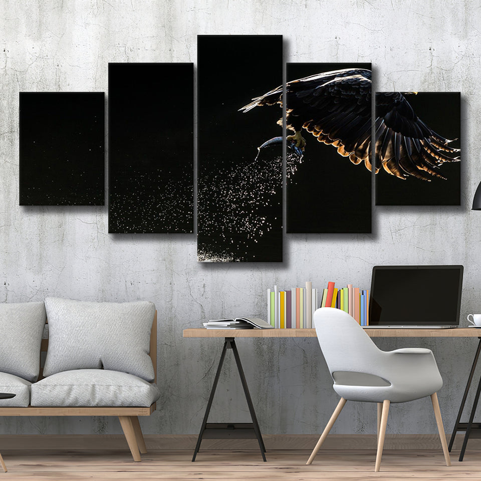 Eagles Hunting Fish, Multi Panels, 5 Pieces, Canvas Prints Wall Art Home Decor
