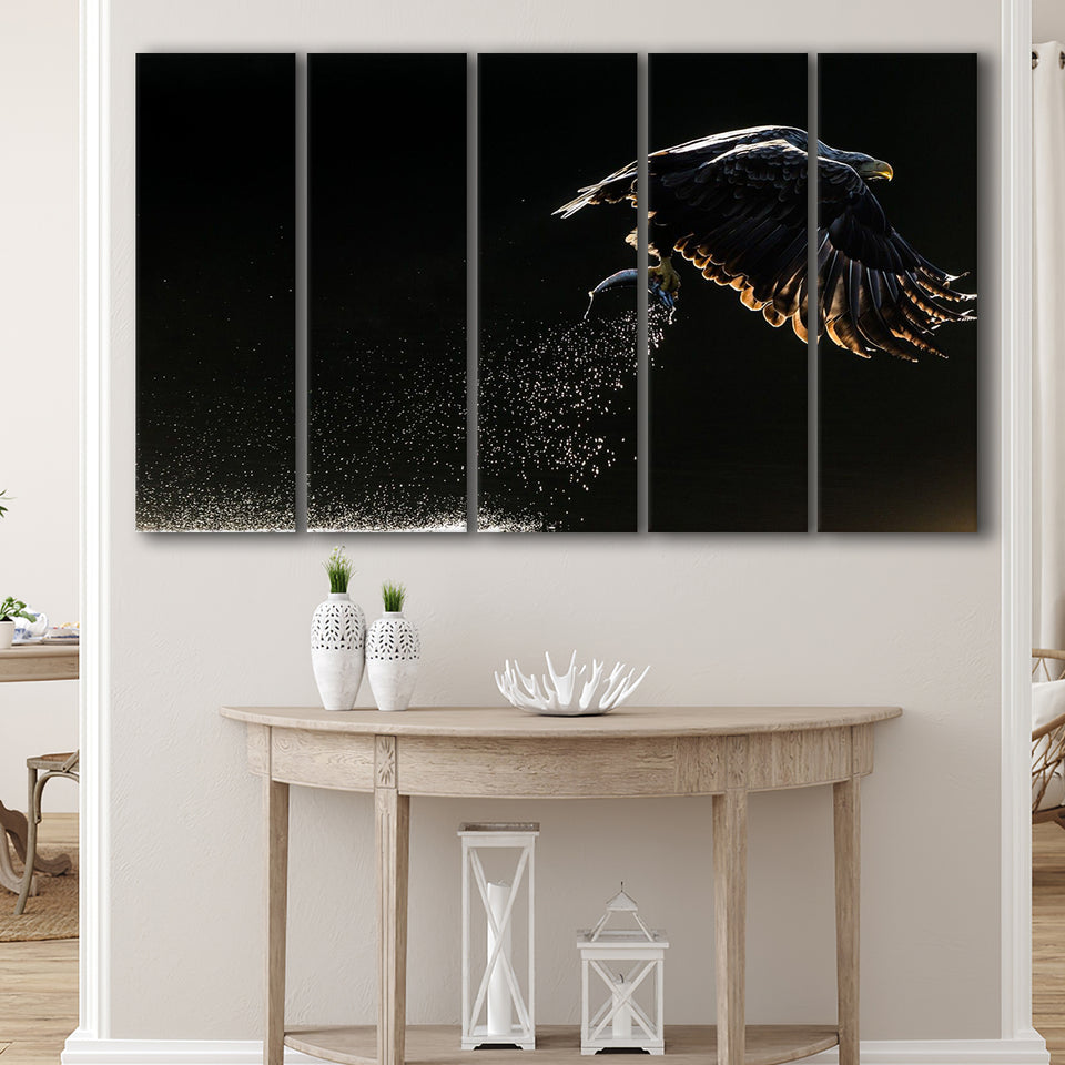 Eagles Hunting Fish, Multi Panels, 5 Pieces B, Canvas Prints Wall Art Home Decor,X Large Canvas