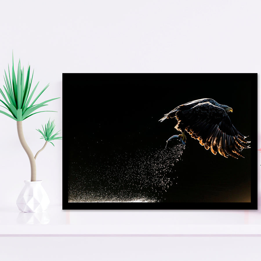 Eagles Hunting Fish, Framed Art Prints Wall Art Home Decor, Ready to Hang
