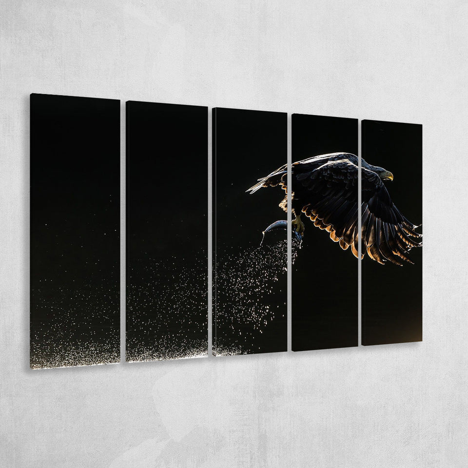 Eagles Hunting Fish, Multi Panels, 5 Pieces B, Canvas Prints Wall Art Home Decor,X Large Canvas