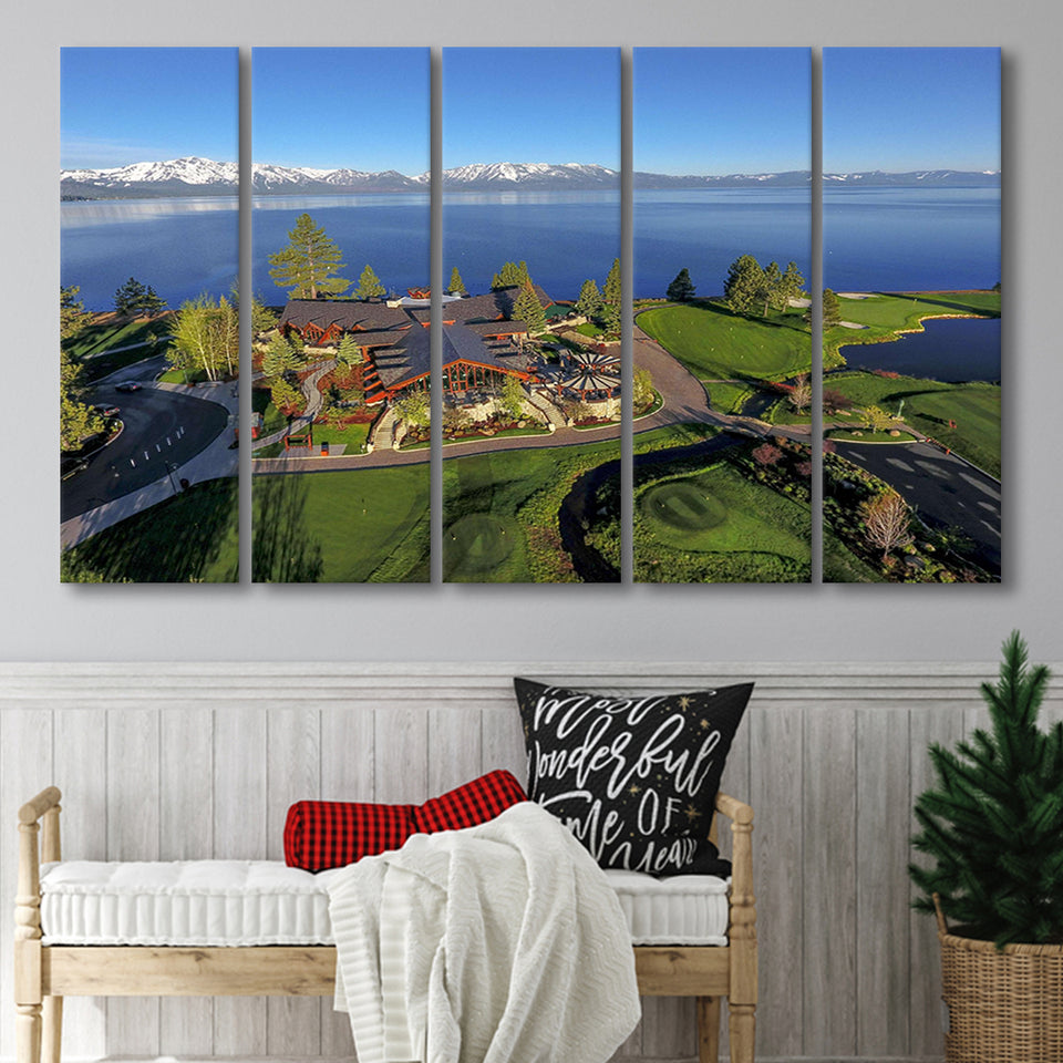 Edgewood Tahoe Golf Course Resort Stateline, Nevada, 5 Panels Extra Large Canvas Prints Wall Art Decor