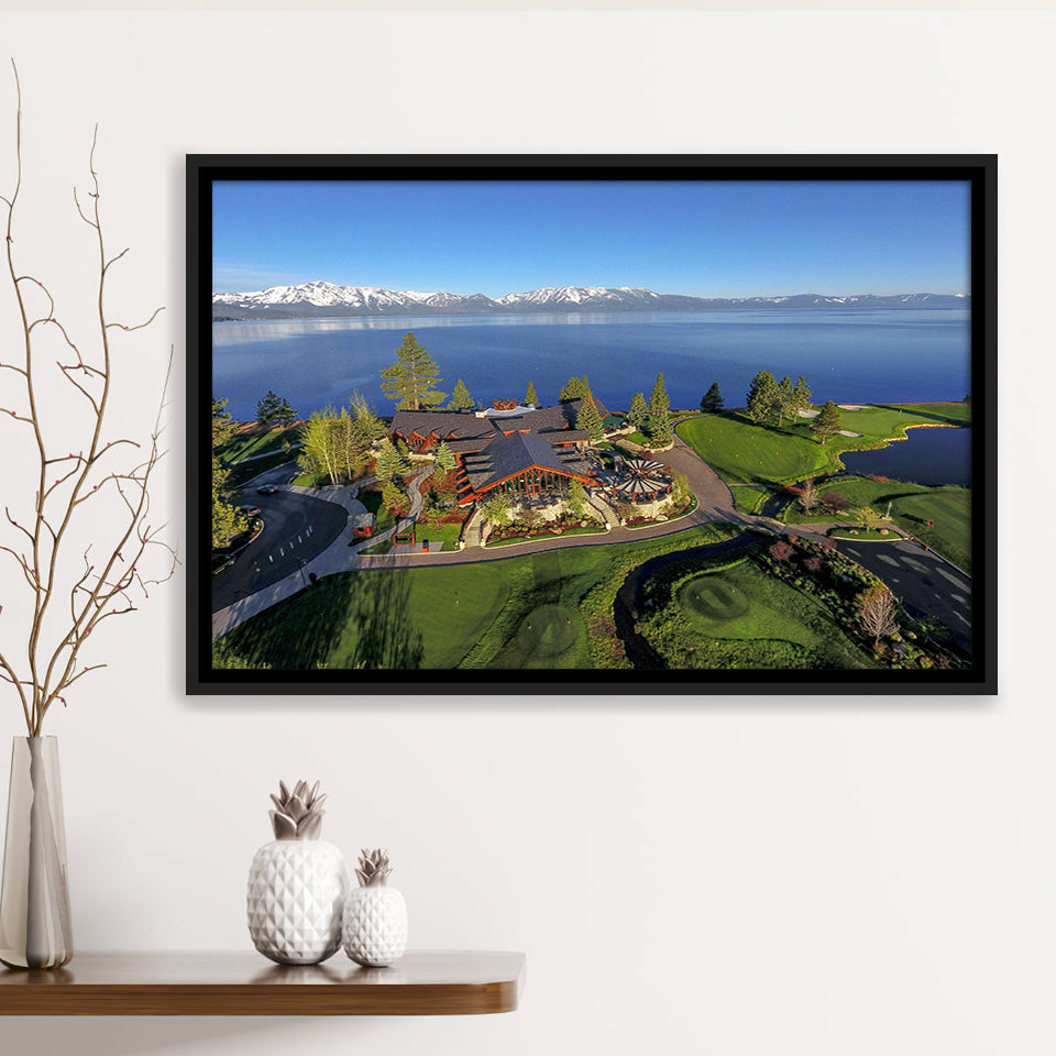 Edgewood Tahoe Golf Course Resort Stateline, Nevada, Golf Art Print, Framed Canvas Prints Wall Art Decor, Floating Frame