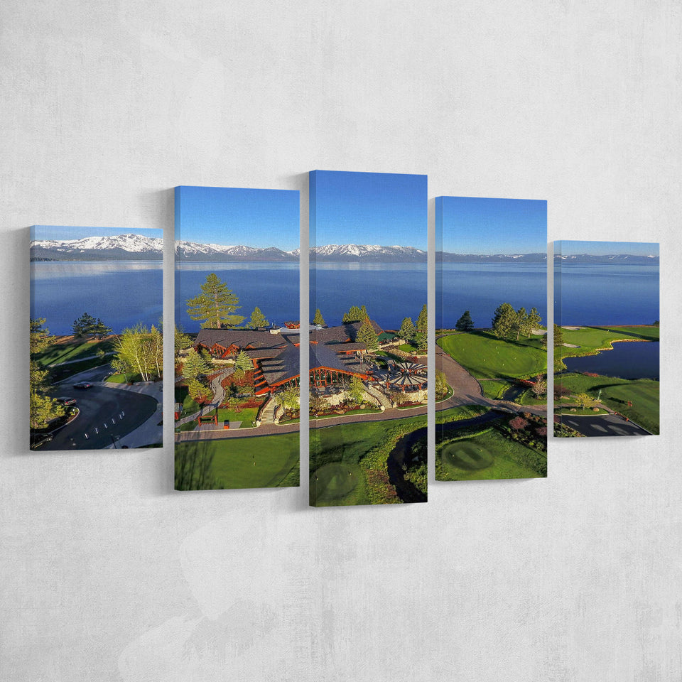 Edgewood Tahoe Golf Course Resort Stateline, Nevada, Golf Art Print, 5 Panels Canvas Prints Wall Art Decor