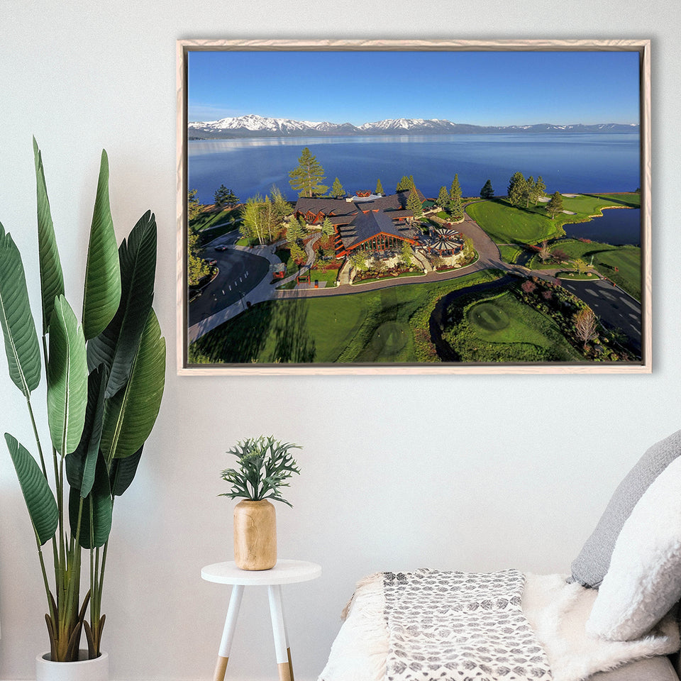 Edgewood Tahoe Golf Course Resort Stateline, Nevada, Golf Art Print, Framed Canvas Prints Wall Art Decor, Floating Frame