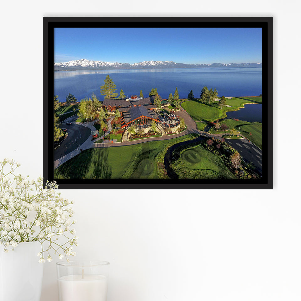Edgewood Tahoe Golf Course Resort Stateline, Nevada, Golf Art Print, Framed Canvas Prints Wall Art Decor, Floating Frame