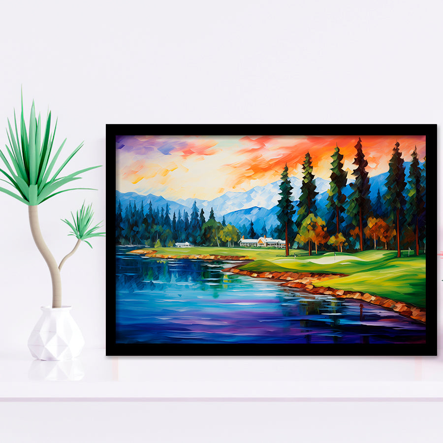Edgewood Tahoe Golf Course Resort Painting Framed Art Prints Wall Decor, Framed Painting Art