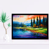 Edgewood Tahoe Golf Course Resort Painting Framed Art Prints Wall Decor, Framed Painting Art
