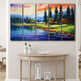 Edgewood Tahoe Golf Course Resort Painting,5 Panel Extra Large Canvas Prints Wall Art Decor