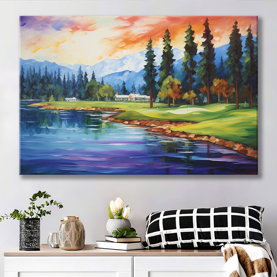 Edgewood Tahoe Golf Course Resort Painting Canvas Prints Wall Art, Painting Art Home Decor